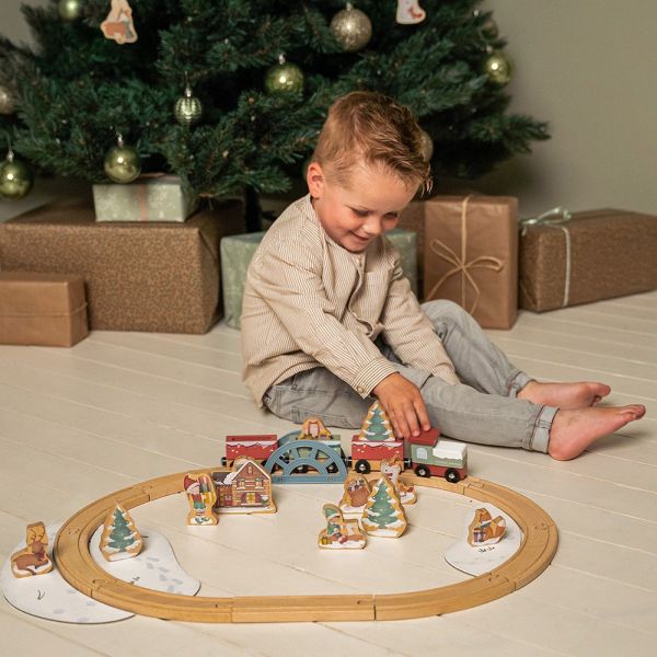 Circuit train de Noël en bois