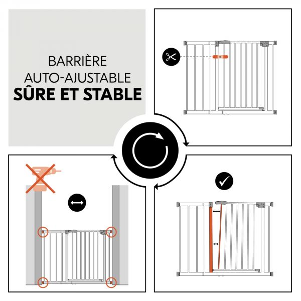 Barrière d'escalier Clear Step 2 avec extension +21 cm White