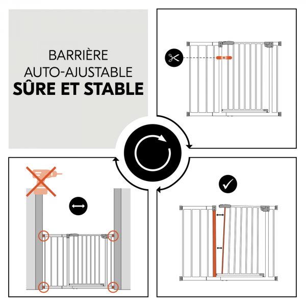 Barrière d'escalier Clear Step Autoclose 2 avec extension +21 cm White