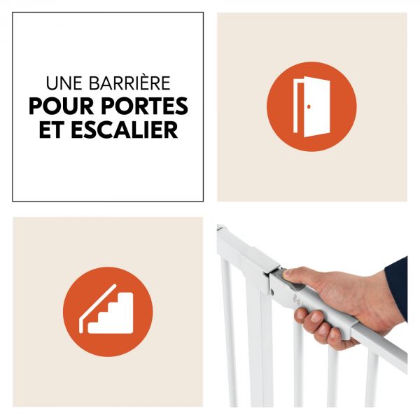 Barrière d'escalier Clear Step Autoclose 2 avec extension +21 cm White