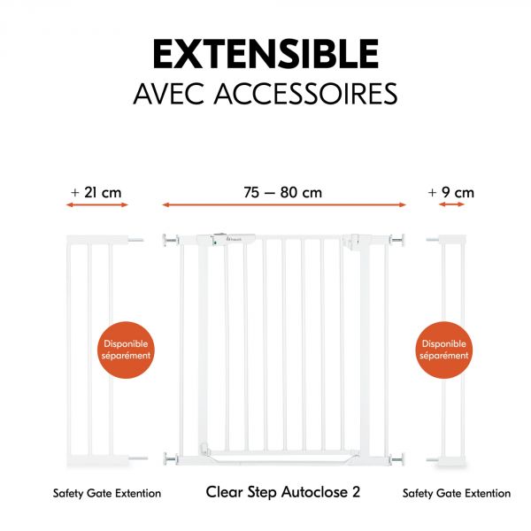 Barrière d'escalier Clear Step Autoclose 2 White