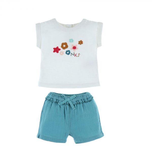 Cocon set t-shirt et short fleurs bio 1 mois