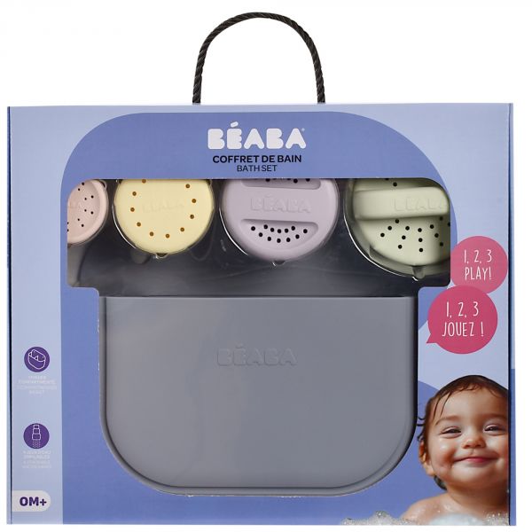 Coffret de 4 Jouets de Bain avec rangement silicone Multicouleurs