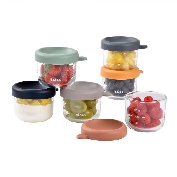 Coffret 6 portions verre 150ml conservation repas bébé Sunrise