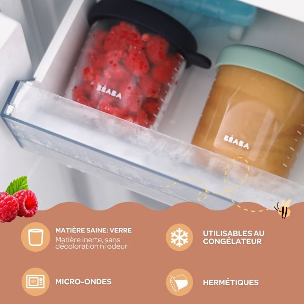 Coffret 6 portions verre 150ml conservation repas bébé Sunrise