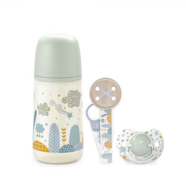 Coffret biberon sucette et attache sucette Dreams Bleu