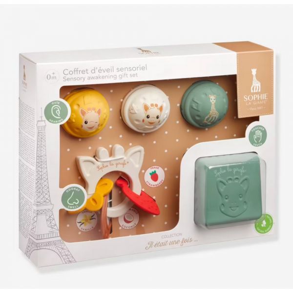 Coffret d'éveil des 5 sens Coffret éveil des 5 sens (Cube + anneau de dentition + balles musicales)