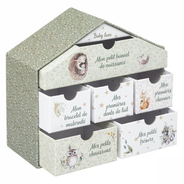 Coffret naissance 6 tiroirs Vert