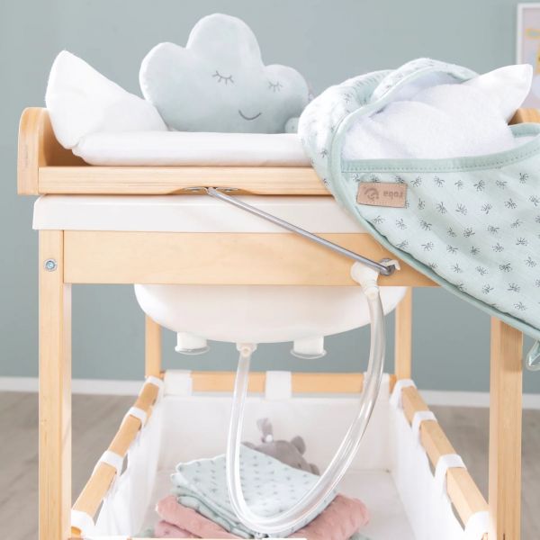 Table à langer pliable avec baignoire Baby Pool et matelas à langer blanc