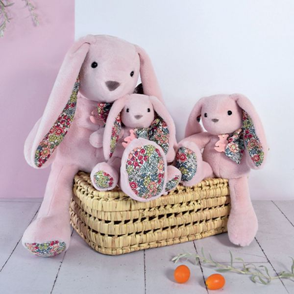 Peluche Copains Câlins Lapin rose 40 cm