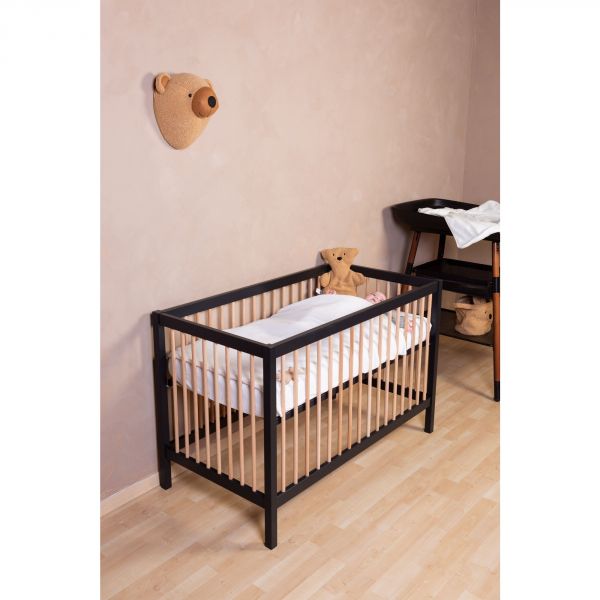 Lit bébé 60x120cm Noir et Naturel COT 97