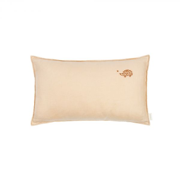 Coussin rectangulaire Lin français Sand broderie oiseau