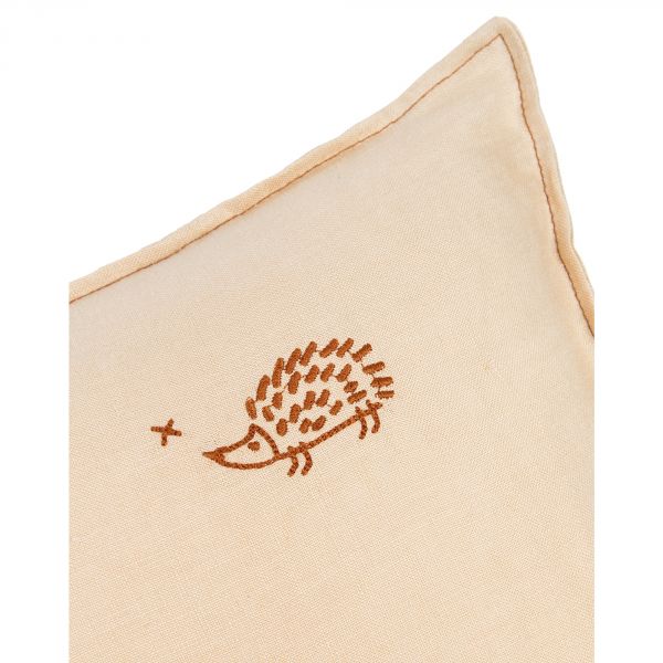 Coussin rectangulaire Lin français Sand broderie oiseau