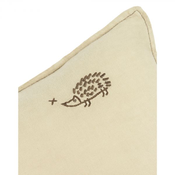 Coussin rectangulaire Lin français Green Tea broderie oiseau