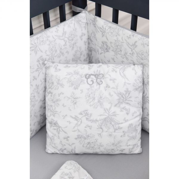 Coussin réversible Toile de jouy gris