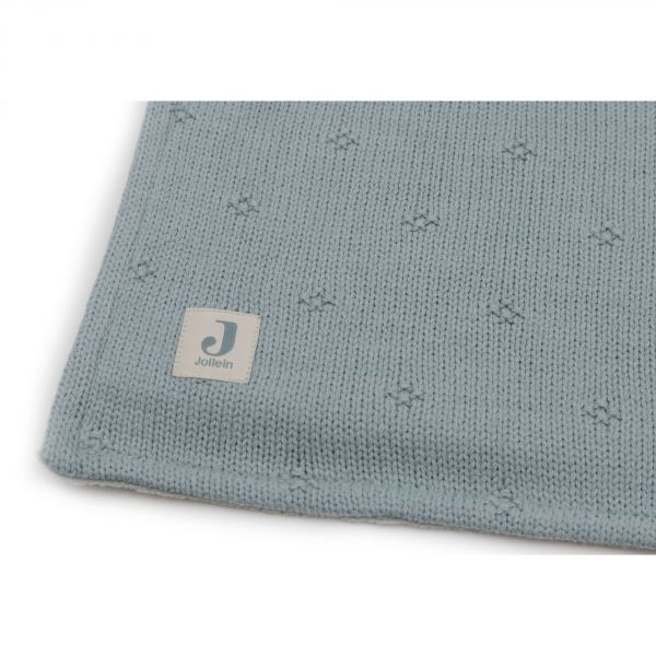 Couverture berceau 75x100 cm Cosy Knit Sea Green & Velvet