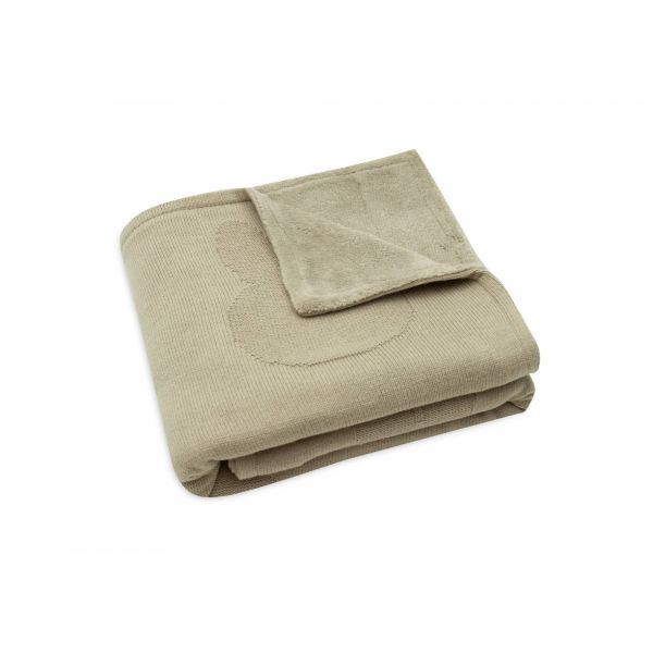 Couverture Berceau 75 x 100 cm Pointelle Olive et Fleece