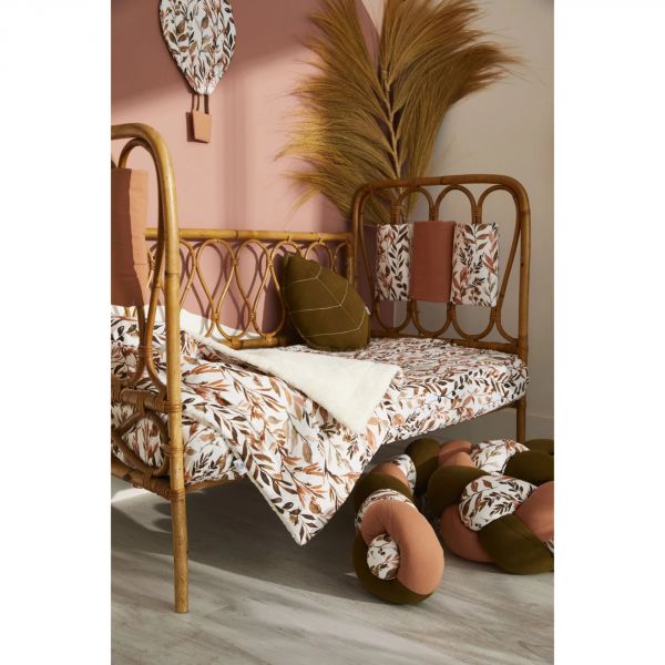 Couverture Luxe microfibre Caramel Forest - feuillages / ivoire