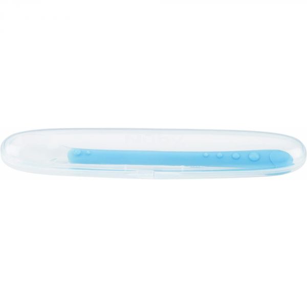 Cuillère longue en silicone doux Bleu - 6m+