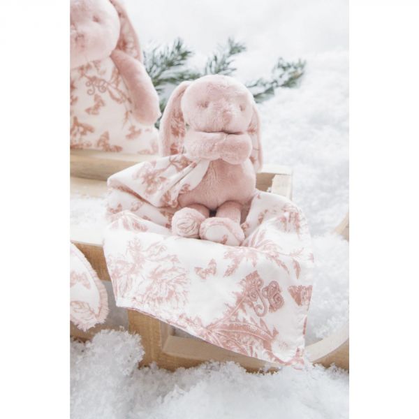 Doudou Augustin le lapin Toile de Jouy rose