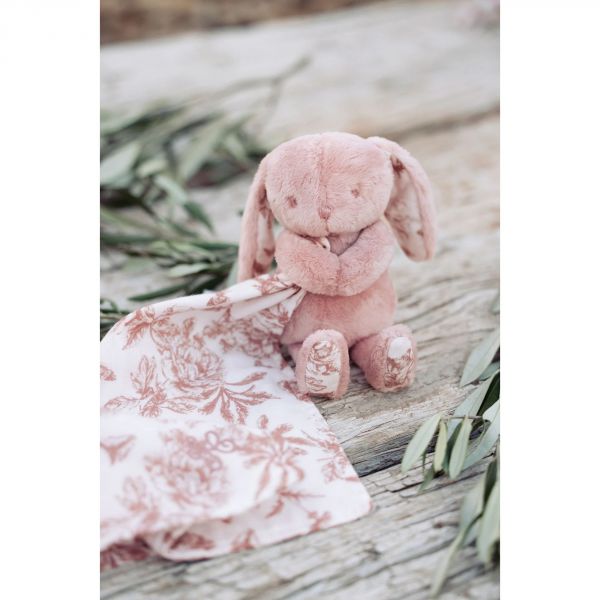 Doudou Augustin le lapin Toile de Jouy rose