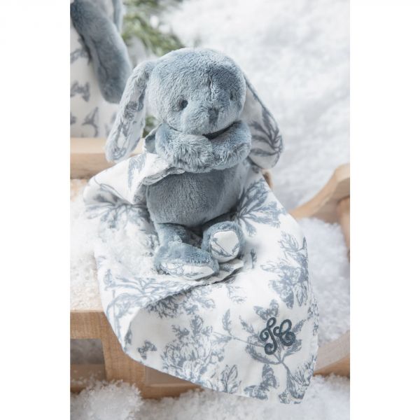 Doudou Augustin le lapin Toile de Jouy marine