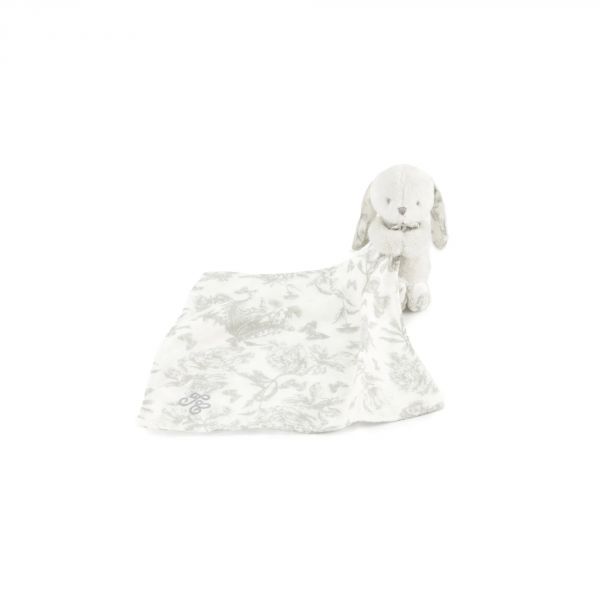 Doudou Augustin le lapin Toile de Jouy gris