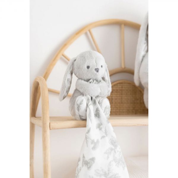 Doudou Augustin le lapin Toile de Jouy gris