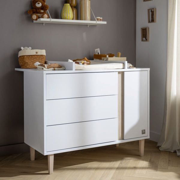 Plan à langer dessus intégrale pour commode Paloma (3 tiroirs 1 porte réf EW161)