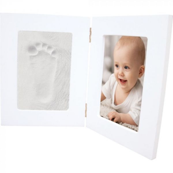 Double cadre photo + empreinte Blanc