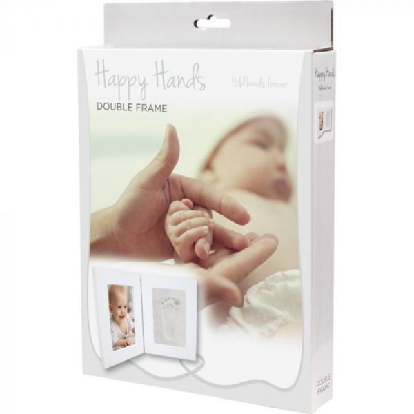 Double cadre photo + empreinte Blanc