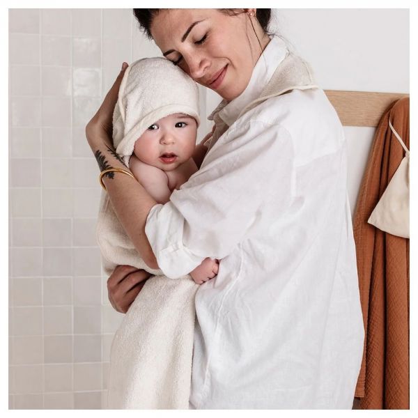 Cape de bain 2 en 1 pour bébé Ecru