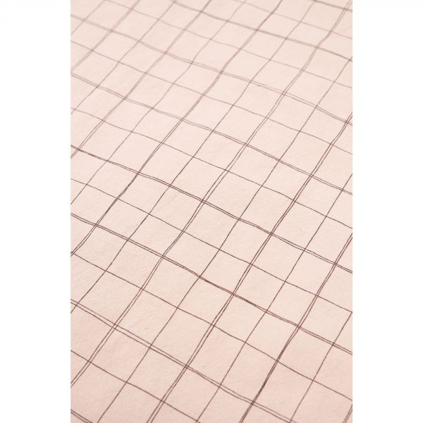 Drap housse 70x140 cm Lin français Mauve Pink Grid