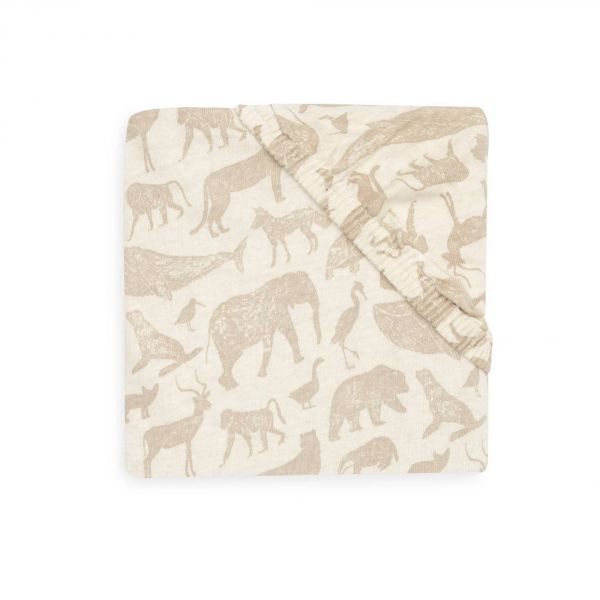 Drap housse berceau 40x80 cm Jersey Animals Nougat