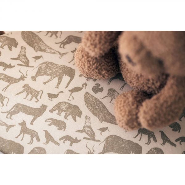 Drap housse 60x120 cm Jersey Animals Olive