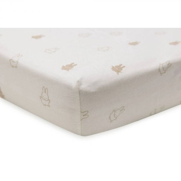 Drap housse 60x120 cm Jersey Happy Miffy Nougat