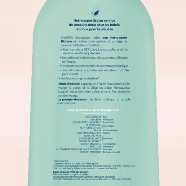 Eau nettoyante bébé BIO 500 ml