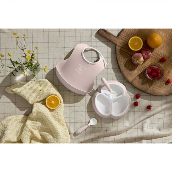 Coffret repas bébé 4 pièces rose pastel