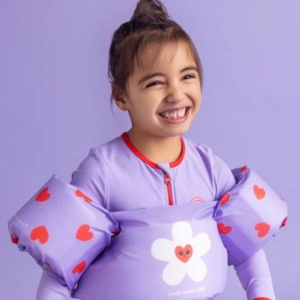 Gilet de natation avec brassards 2-6 ans - Flower Hearts