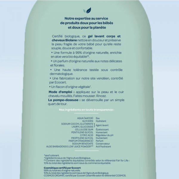 Gel lavant corps et cheveux BIO 500 ml