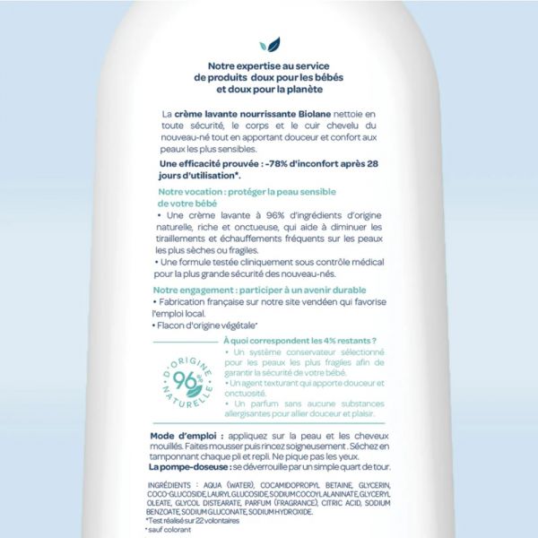 Crème lavante nourrissante bébé 750 ml