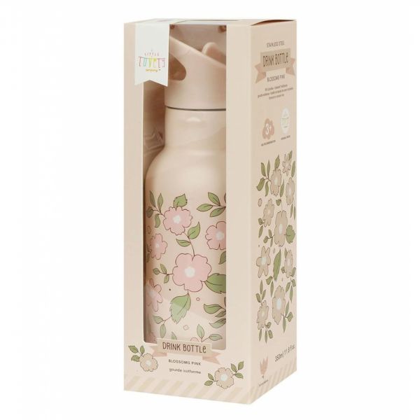 Gourde isotherme enfant fleurs roses