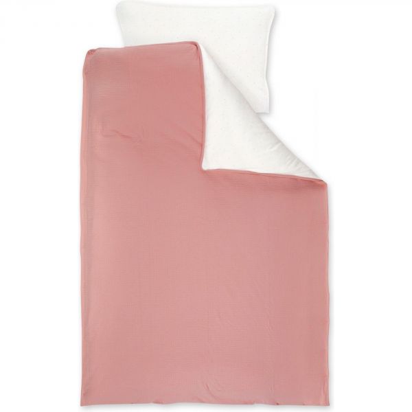 Housse de couette de lit 100 x 140 cm + taie d'oreiller 60 x 40 cm Tetra jersey Bambi rose