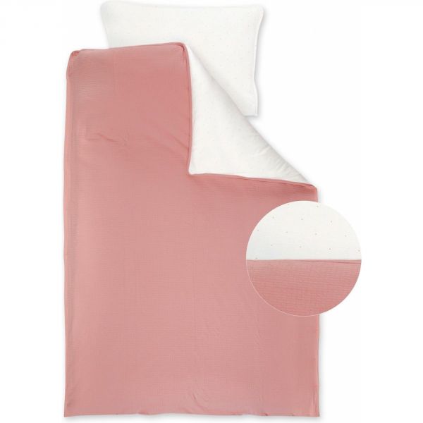 Housse de couette de lit 100 x 140 cm + taie d'oreiller 60 x 40 cm Tetra jersey Bambi rose