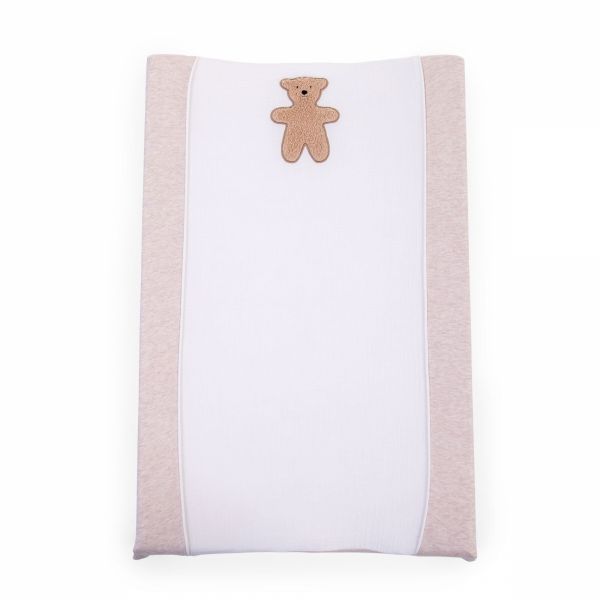 Housse pour matelas à langer en jersey mélange beige et mousseline Teddy