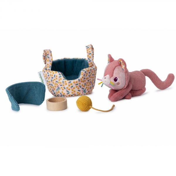 Peluche Jeanne le chat et son panier