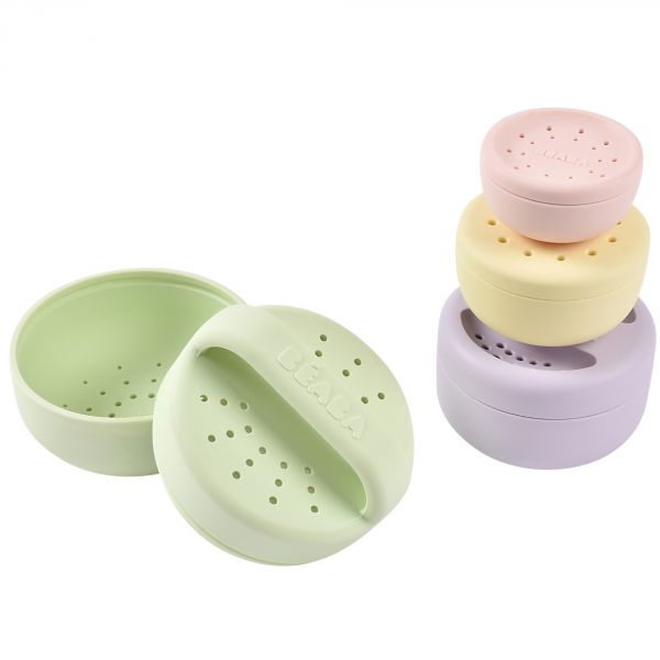 Jouets de bain bébé empilables gigognes en silicone multicouleurs