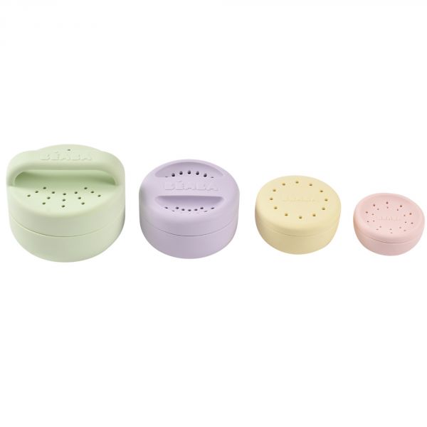 Jouets de bain bébé empilables gigognes en silicone multicouleurs