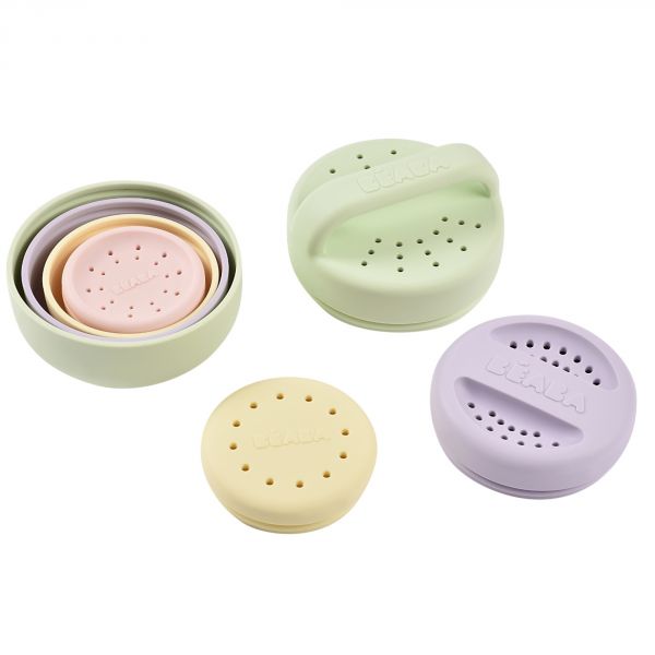 Jouets de bain bébé empilables gigognes en silicone multicouleurs