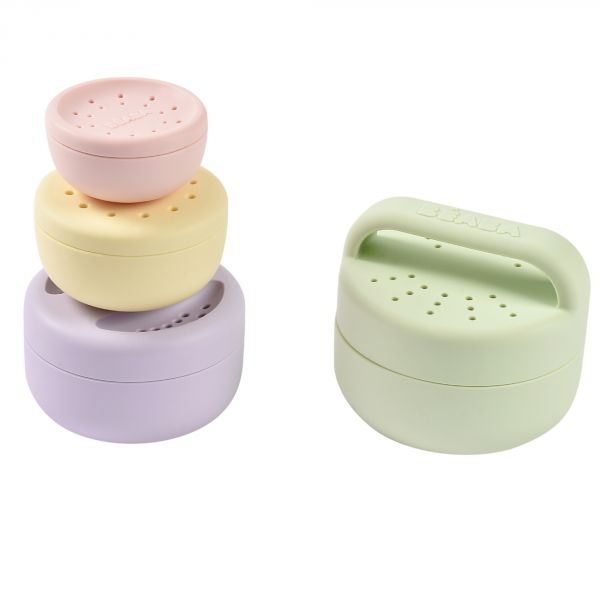 Jouets de bain bébé empilables gigognes en silicone multicouleurs